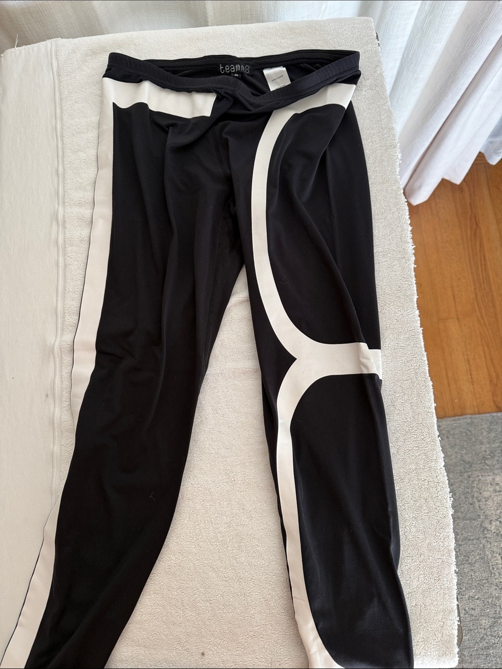 Team8 Black Leggings with White Graphic Side Panels
